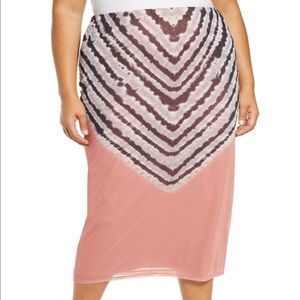 NWT AFRM Peach Felix Power Mesh Midi Skirt - XL